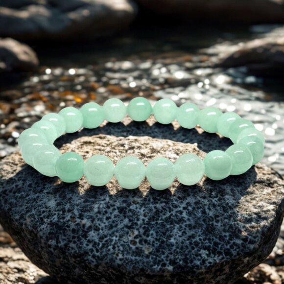 Burmese Jade Gemstone Bracelet 8MM | Handmade Crystal Healing Jewelry - Picture 3 of 10